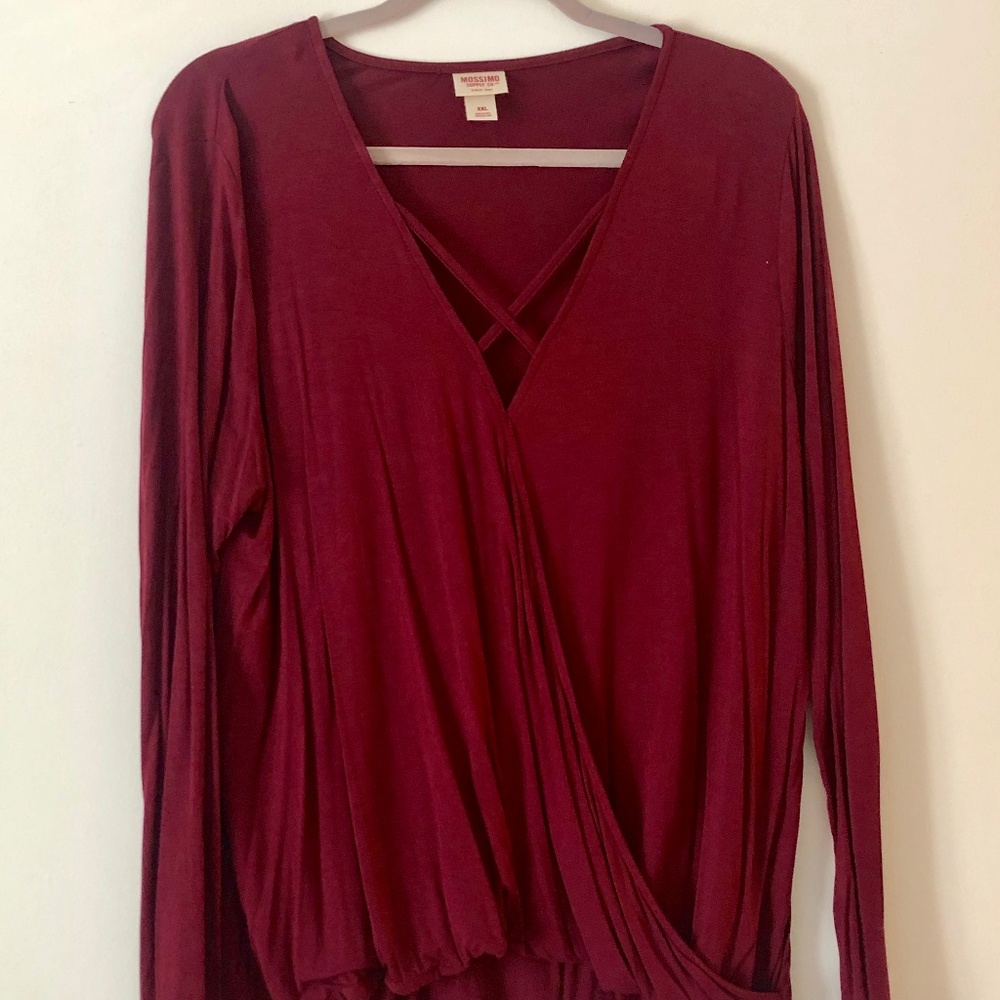 Garnet Long Sleeve V-Neck Wrap Shirt